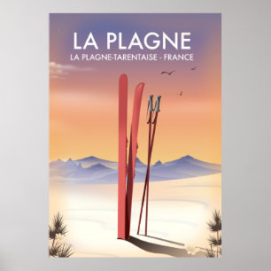 La Plagne,La Plagne-Tarentaise, Frankrike ski post Poster