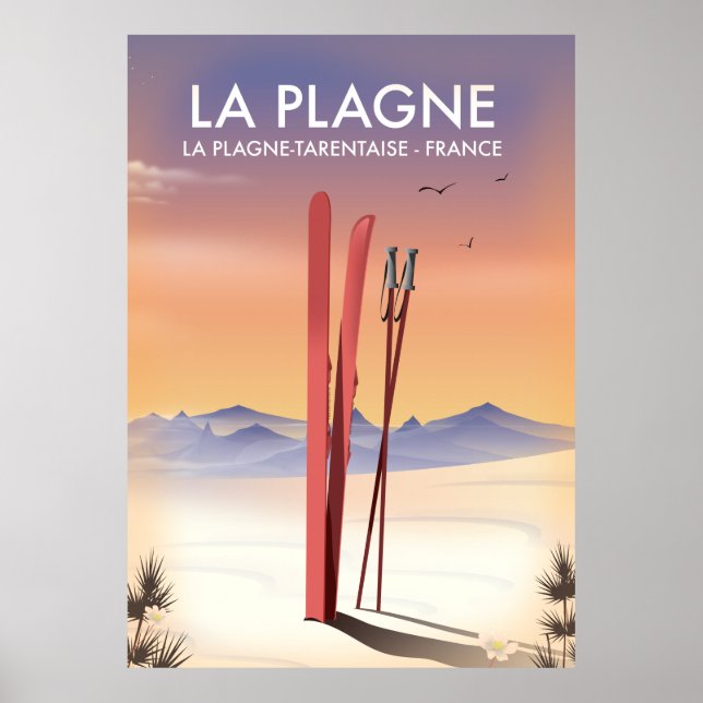 La Plagne,La Plagne-Tarentaise, Frankrike ski post Poster (Framsidan)