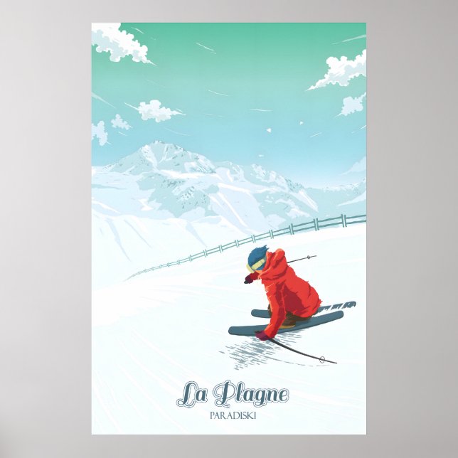 La Plagne Skidområde Reseskylt Poster (Framsidan)