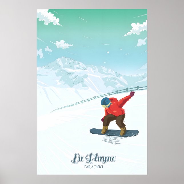 La Plagne Snowboard Reseskylt Poster (Framsidan)