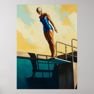 LA PLONGEUSE D'AZUR (Azure Diver) - Original A Poster