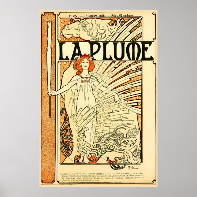 La Plume 1898 POSTER UTSKRIFT A5-A1 Alphonse Mucha (Framsidan)