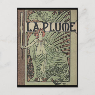La Plume av Alfons Mucha Vykort