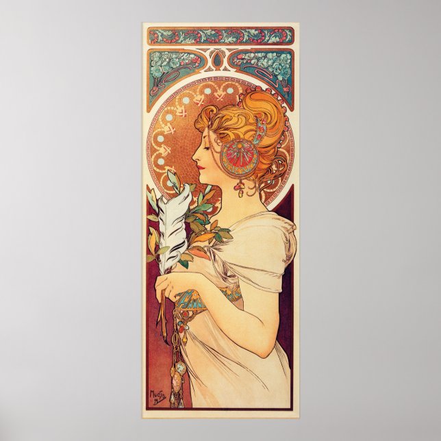 La Plume av Alphonse Mucha Poster (Framsidan)