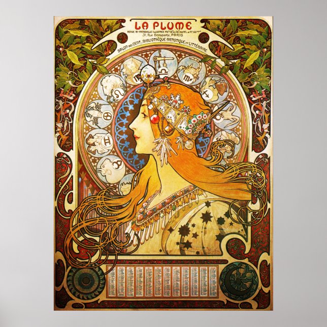 La Plume Zodiaque, Mucha Poster (Framsidan)