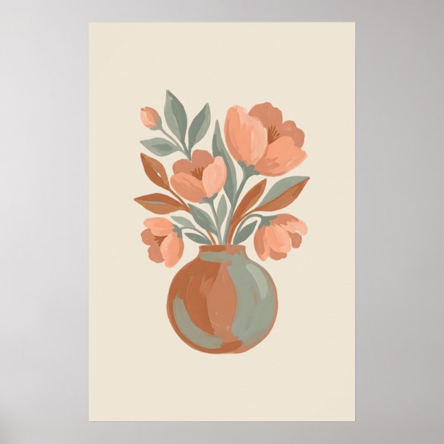 La poire Modern Minimalist Boho Floral Bouquet Poster (Framsidan)