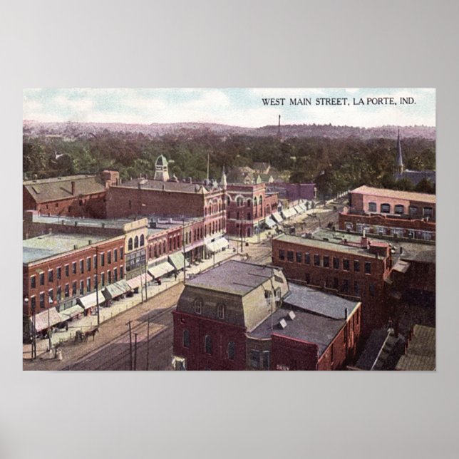 La Porte Indiana Väster Main Street Poster (Framsidan)
