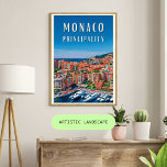 La principauté de Monaco Poster<br><div class="desc">Monaco,  en forme longue la principauté de Monaco,  est un État d'Europe de l'Ouest,  ainsi qu'une commune du même nom sittant la même superficie que l'État lui-même (ce qui en fait une cité-État).</div>