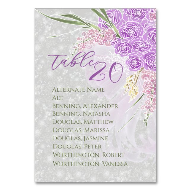 La Puerto Madero Genomskinlig slinga och bukett  Bordsnummer (Framsidan)