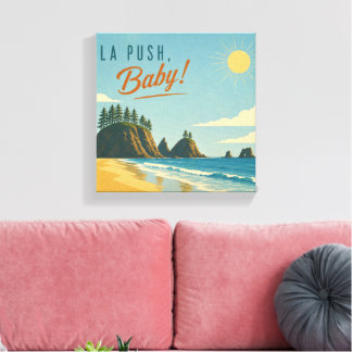 La Push, Baby! Vintage kustresemaljeri för resor Canvastryck