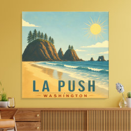La Push, Baby! Vintage kustresemaljeri för resor Canvastryck