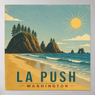 La Push, Baby! Vintage kustresemaljeri för resor Poster