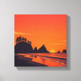 La Push Washington Solnedgång Minimalistisk Kust Canvastryck