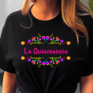 La Quinceanera Mexican Fiesta Black Birthday T Shirt