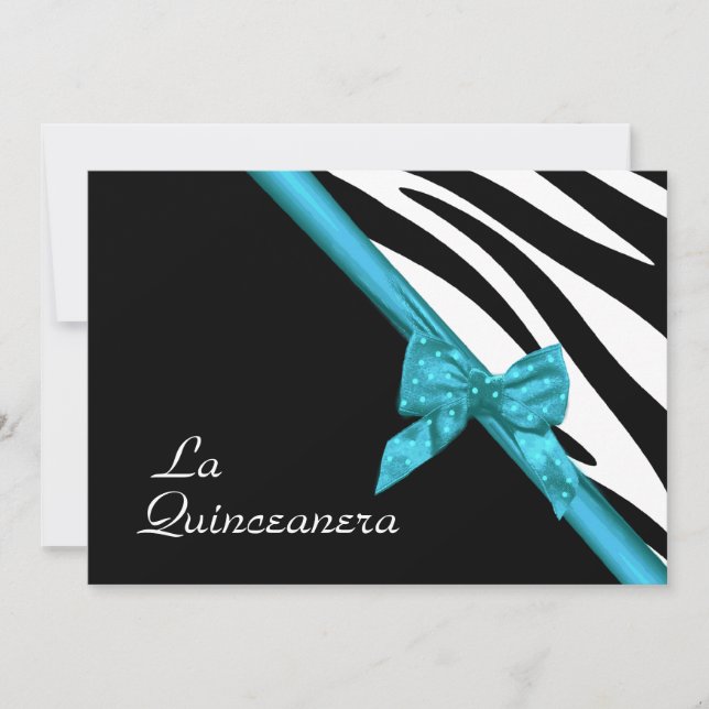 La Quinceanera Zebra och Ribbon Blue Inbjudningar (Framsida)