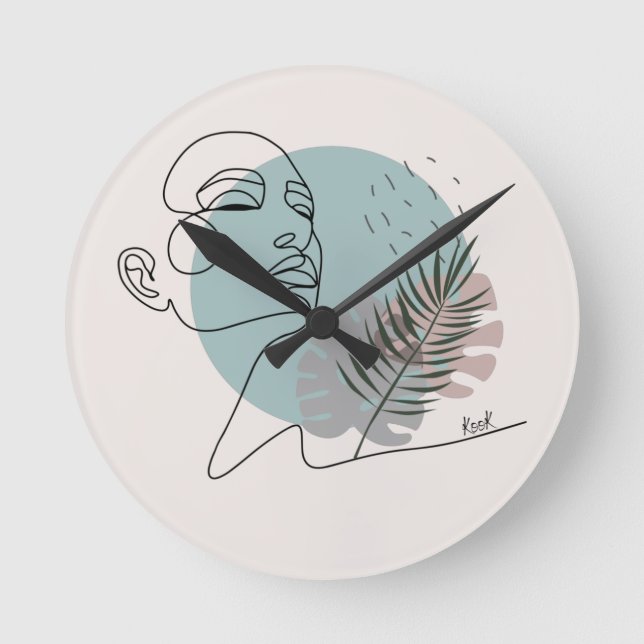 La rêveuse endormie-Art minimaliste Rund Klocka (Framsida)