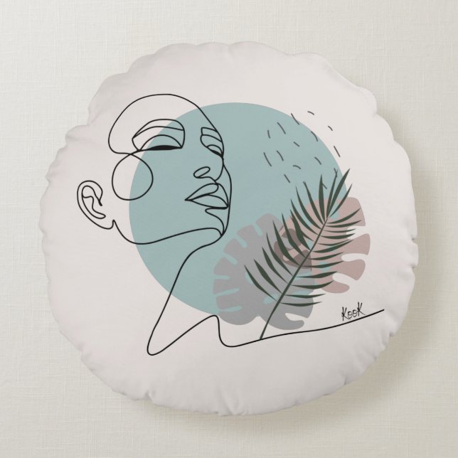 La rêveuse endormie-Art minimaliste Rund Kudde (Framsidan)