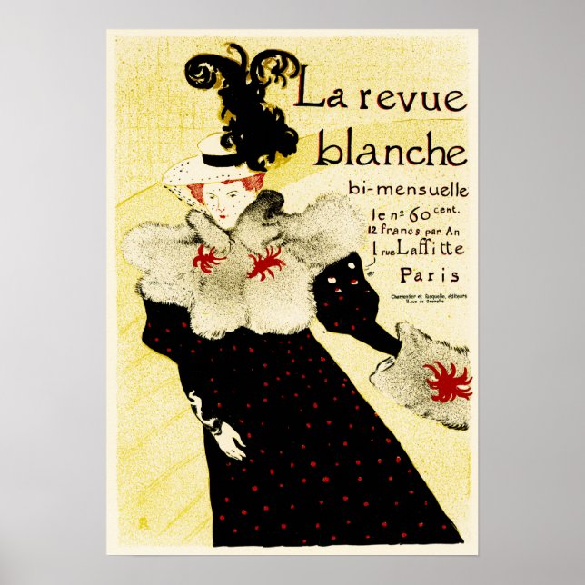 LA REVUE BLANCHE Paris Magazine Toulouse Lautrec Poster (Framsidan)