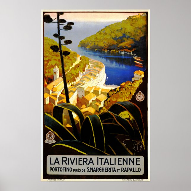 La Riviera Italienne Liguria Italienska ENIT Trave Poster (Framsidan)