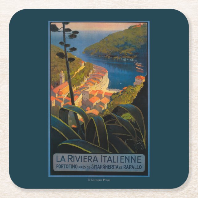 La Riviera Italienne Underlägg Papper Kvadrat (Framsidan)
