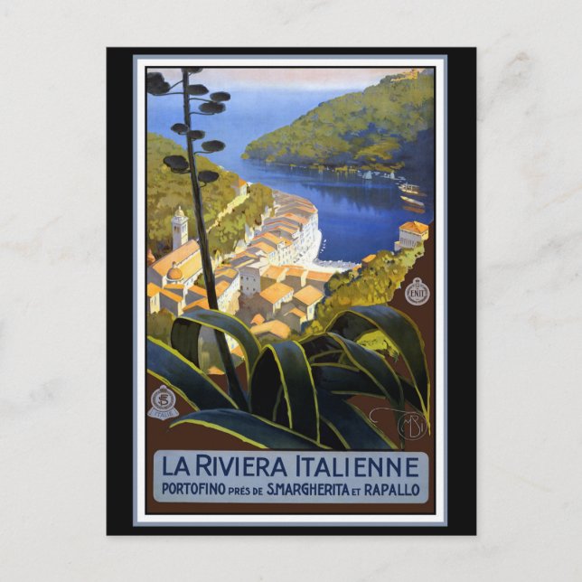 "La Riviera Italienne" Vintage Resorpublicitetsaff Vykort (Framsida)