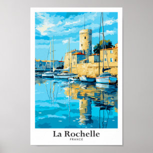 La Rochelle Frankrike Travel Vintage Illustration Poster