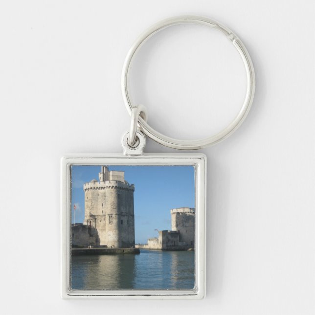 La Rochelle Fyrkantig Silverfärgad Nyckelring (Framsidan)