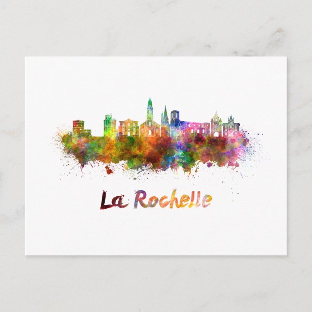 La Rochelle skyline in watercolor Vykort (Framsida)