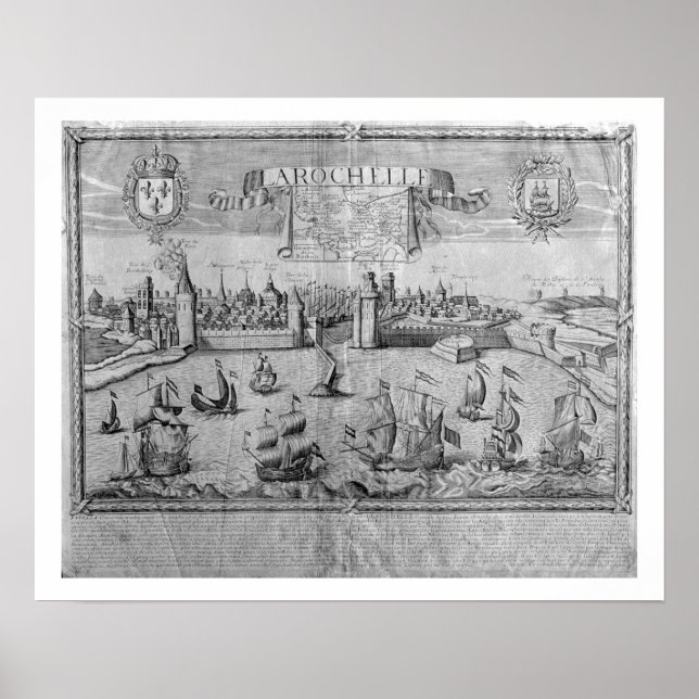 La Rochelle-vyn, undertecknad av Jollain (engrave) Poster (Framsidan)