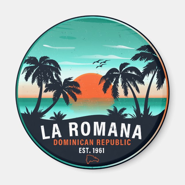 La Romana Dominikanska republiken Retro Sunset Sou Magnet (Framsidan)