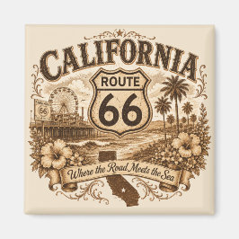 LA Route 66 Santa Monica-slutpunkt Magnet