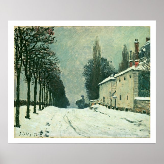 La Route de Louveciennes, Hiver, 1874 (olja på kan Poster (Framsidan)