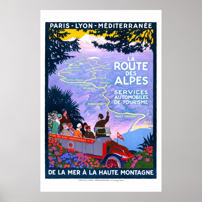 La Route des Alpes Travel Poster (1920-talet) (Framsidan)