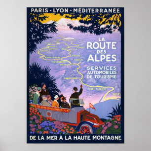 La route des Alpes Vintage resor Poster