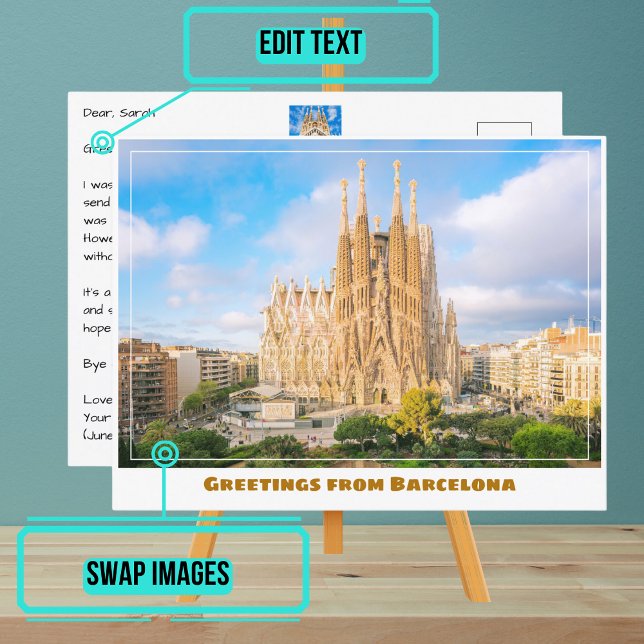 La Sagrada Familia Barcelona Spain Modern Vykort (When you are looking to share your experiences, sending a postcard is a sweet gesture.)