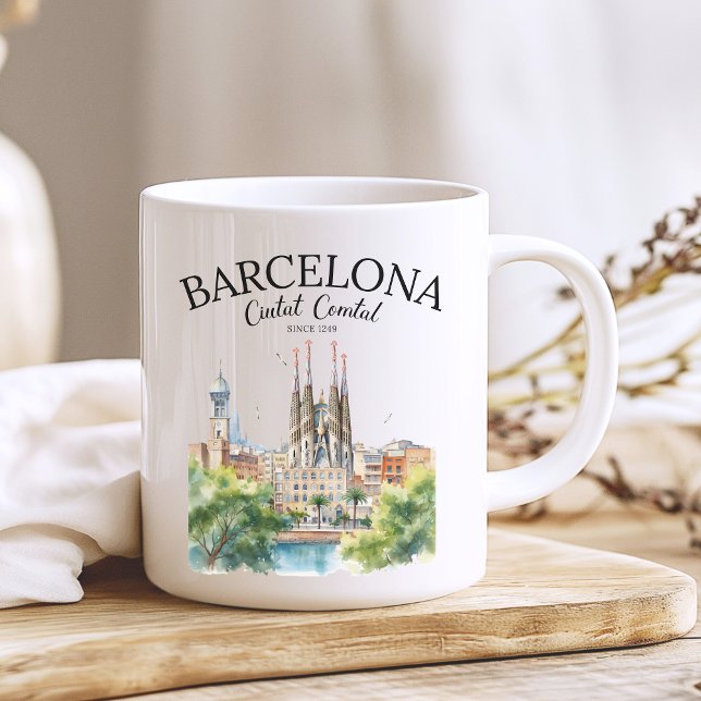 La Sagrada Familia & Skyline – Barcelona Spain Kaffemugg (Skapare uppladdad)