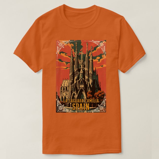 La Sagrada Familia Spain Art Aritage T Shirt (Design framsida)