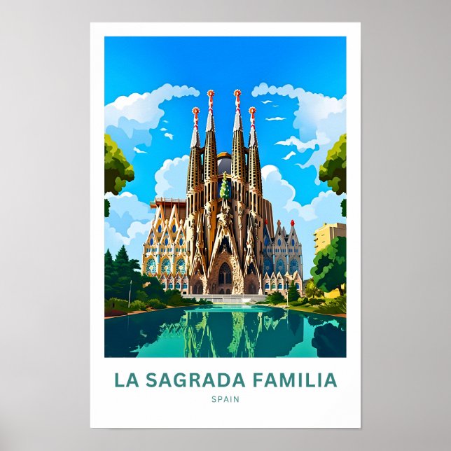 La Sagrada Familia Spain Travel Skriv ut Poster (Framsidan)