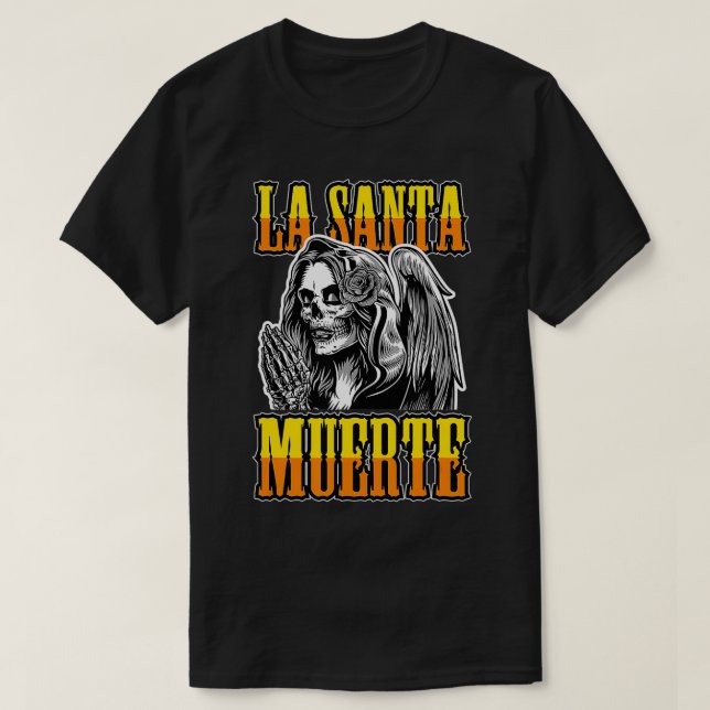 La Santa Muerte Praying Angel Dia De Los Muertos M T Shirt (Design framsida)