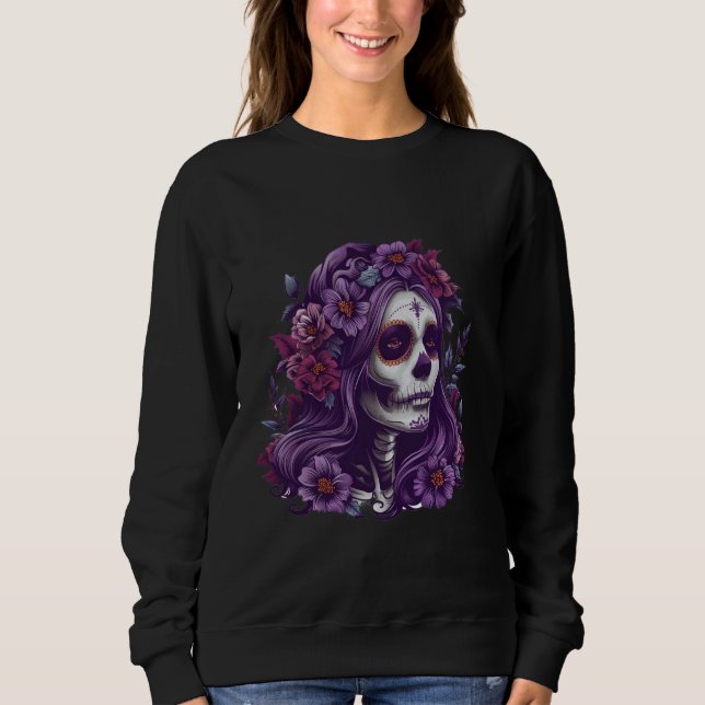 La Santa Muerte Saint Mexican Folklore Dead Skull T Shirt (Framsida)