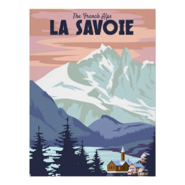 La Savoie Ski-resorten poster, retro. Vinterresa Perfect Poster