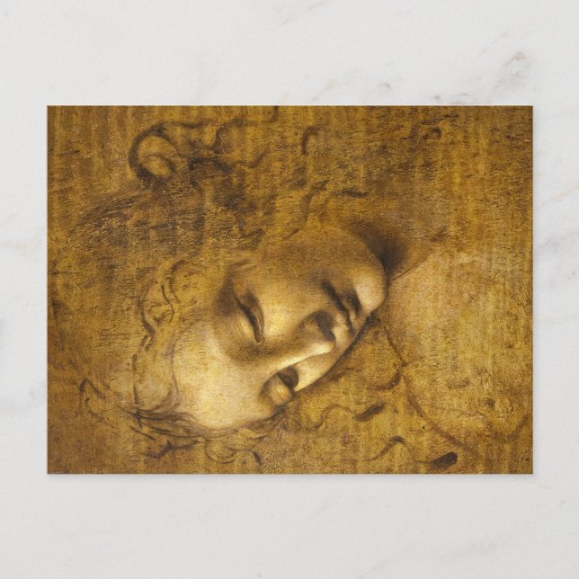 La Scapigliata, 1508 av Leonardo da Vinci Helg Vykort (Framsida)