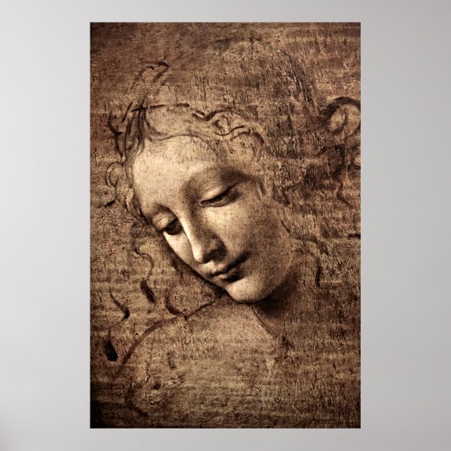 La Scapigliata av Leonardo da Vinci Poster (Framsidan)