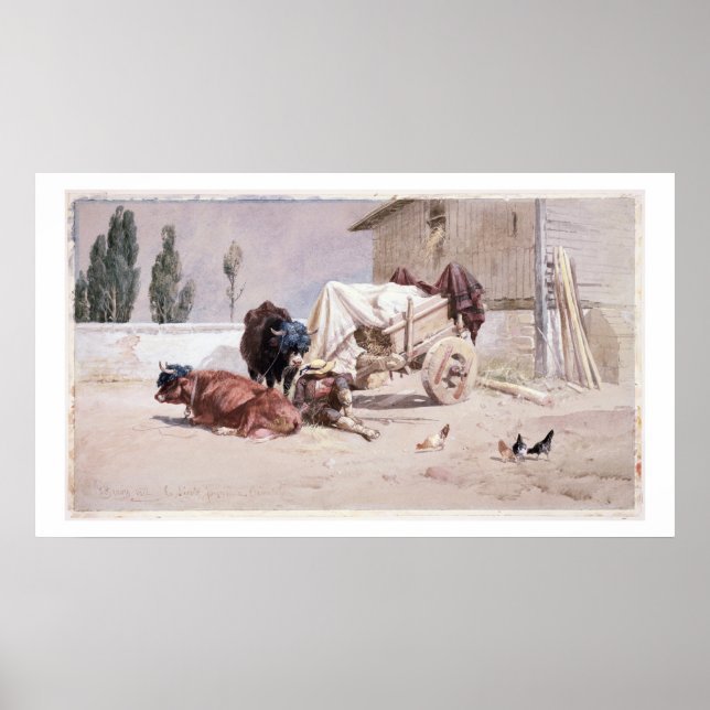 La Siesta: Scen i Östran Pyrenéerna, 1872 (w/ Poster (Framsidan)