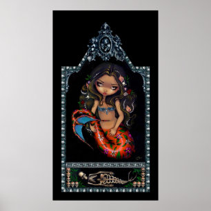 La Sirena sjöjungfru day of the dead Art Print Poster