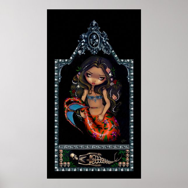 La Sirena sjöjungfru day of the dead Art Print Poster (Framsidan)