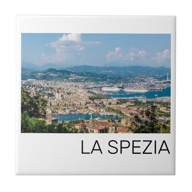 La Spezia Cityscape Liguria Italien Helgdag Souven Kakelplatta (Framsidan)