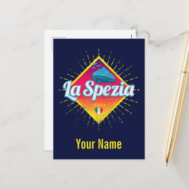 La Spezia Liguria Italien Retro Cruise Frakt Vinta Helg Vykort (Fram/Back In Situ)