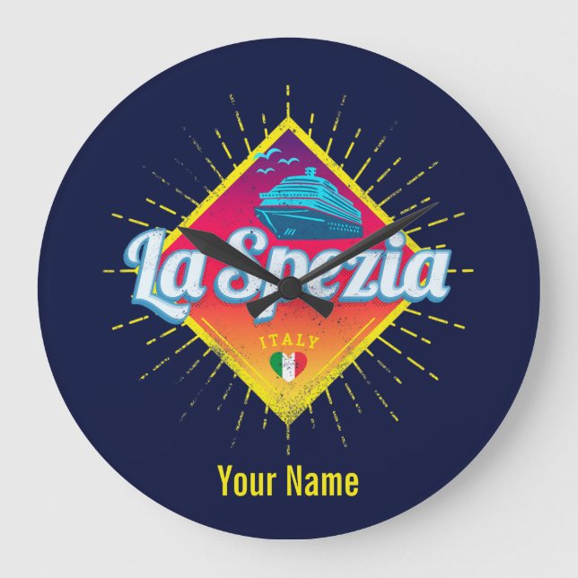 La Spezia Liguria Italien Retro Cruise Frakt Vinta Stor Klocka (Framsida)