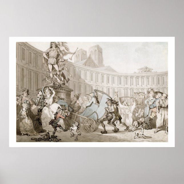 La Ställe des Victoires, Paris, c.1789 (penna och  Poster (Framsidan)
